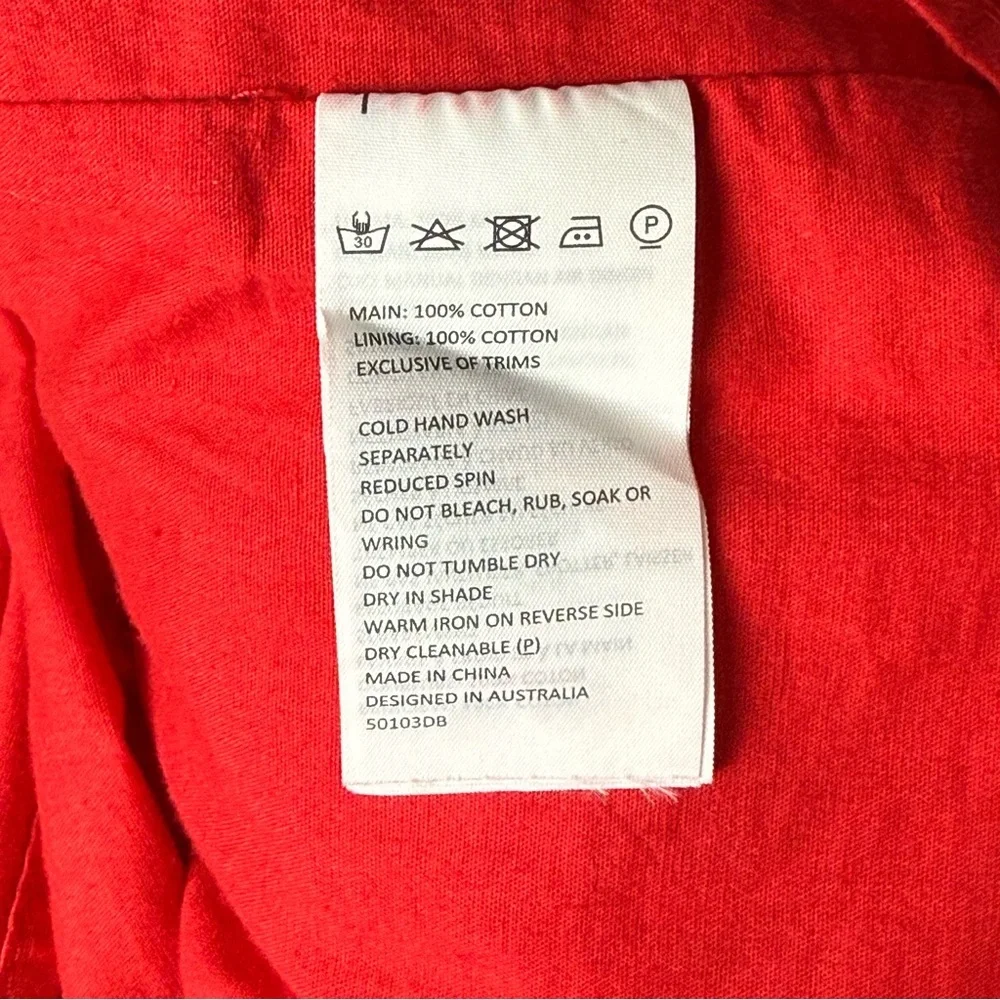 Bardot Kira Red Eyelet Ruffle Dress Size 10/L - Picture 14 of 14